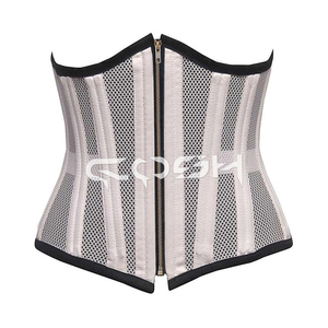 Corset amincissant sexy en maille blanche sous-poitrine avec fermeture à fermoir antique - Product Image 3