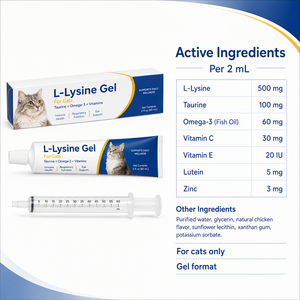 Gel de L-Lysine pour chats sous marque privée – Stimulateur immunitaire, Soin des voies respiratoires et des yeux, Supplément avec vitamines et zinc 60ml - Product Image 6