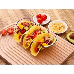 Soporte moderno para tacos de acero inoxidable con acabado elegante de color plateado pulido, ideal para un elegante juego de exhibición de hotel y buffet de 4 - Product Image 6