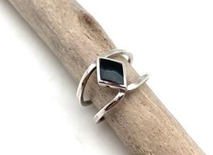 Anillo de Compromiso de Ónice Negro con Forma de Corazón, Plata de Ley 925, Estilo Bohemio, Moderno, Hecho a Mano, Regalo para Mamá - Product Image 2