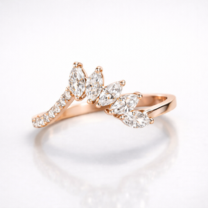 Marquise Cut Moissanite Diamond Wedding <b>Ring</b> Stylish Sterling Silver Band for Brides and Grooms - Product Image 4