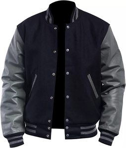 Veste de Baseball en laine brodée pour homme, Logo personnalisé, manches en cuir, Chenille, lettrage, vêtements pour hommes, 2023 - Product Image 2