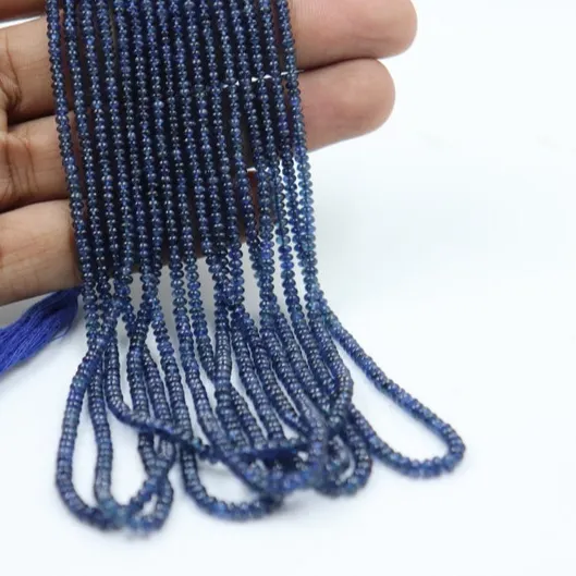 Perles de rondelle lisse saphir bleu de Birmanie perles lisses saphir bleu naturel royal produit en vrac fait à la main