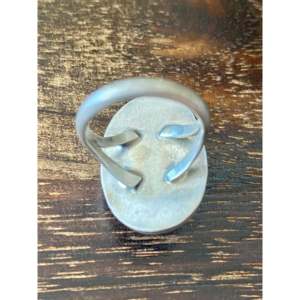 Sheila Becenti Handmade <b>Boho</b> <b>Ring</b> White Buffalo & Sterling <b>Silver</b> with Natural Stone Bezel Setting Size 6.25 Everyday Wear - Product Image 5