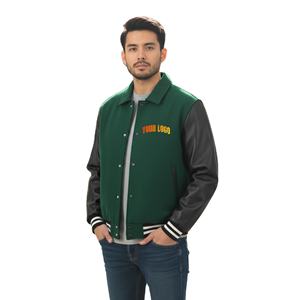 Chaqueta de lona 100% lana OEM con botones para hombre, chaqueta de invierno gruesa, transpirable y cálida, con logotipo personalizado en relieve, estilo universitario de baloncesto. - Product Image 1