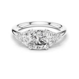 2.39 CT Cushion Cut Lab Diamond Engagement <b>Ring</b> Trillion Side Stones VVSVS EF CVD Diamonds 18K, 14K, 10K Gold & 925 - Product Image 1
