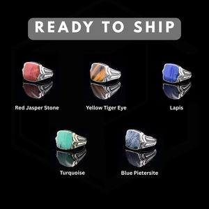 Bague Chevalier pour Homme en Argent Sterling 925 avec Pierre Naturelle Pietersite Jaune, Idéale pour Mariages, Fêtes ou Anniversaires - Product Image 4