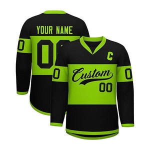 Camiseta de Hockey sobre Hielo Personalizada con Nombre de Equipo, Número y Logotipo, Camiseta de Manga Larga de Poliéster/Algodón Duradera y Ecológica para Hombre - Product Image 3