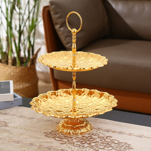 Elegancia decorativa 2 niveles latón oro pastel soporte decoración del hogar MESA CENTRO DE MESA Hotel y restaurante suministros - Product Image 4