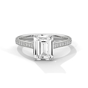 Pacho 2.10ct <b>Emerald</b> Cut Moissanite Solitaire <b>Ring</b> 925 Sterling <b>Silver</b> Engagement Band - Product Image 1