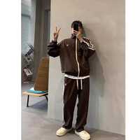 Ensemble de survêtement 2 pièces pour homme, veste zippée à col montant et pantalon de jogging, vêtements de sport