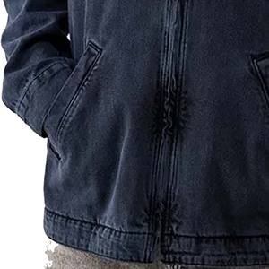 100% Cotton Blended <b>Vintage</b> Wash Denim Long Sleeve Men's Hoodie Oversized Pullover Full Zipper Street Style Hooded Winter - Product Image 2