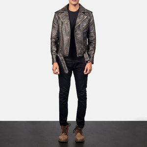 Chaqueta de Cuero y Lona de Alta Calidad con Cuello Alto y Logotipo Frontal, Diseño Personalizado, Chaqueta de Invierno para Hombre - Product Image 4