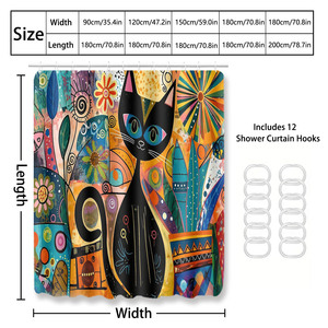 Custom Printed Waterproof Shower Shower <b>Curtain</b> for Bathroom Waterproof Polyester <b>with</b> <b>Hooks</b> - Product Image 4
