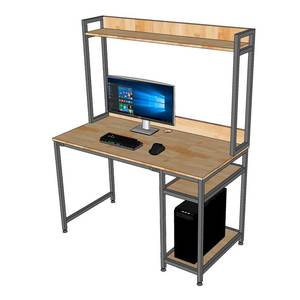 Integrated 120x60x150cm Rubber Wood <b>Desk</b> with Bookshelf FD68058 Simple Design <b>Computer</b>/Laptop Table with Drawer and Storage - Product Image 3