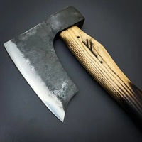 Hache Tomahawk en acier carbone forgé à la main de haute qualité, avec fourreau en cuir et bois, idéale pour le camping, la chasse, cadeau parfait pour le père