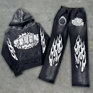 Streetwear Y2k T Shirt Hip Hop Retro Patchwork Letter T Shirt Men and Women <b>Sequined</b> Striped Sportswear Sweatpants <b>Two</b> <b>Piece</b> <b>Set</b> - Product Image 4