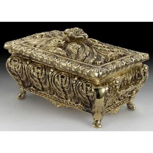 Small <b>Vintage</b> Metal Jewellery Trinket Storage Organiser Metal Jewelry <b>Boxes</b> for Keeping Elegant Jewelry in Brass Golden Finishe - Product Image 3