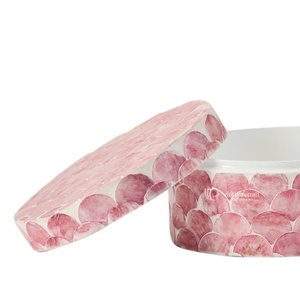 Mother of Pearl Jewelry <b>Box</b> Handmade Pink Shell Inlay <b>Round</b> Storage <b>Box</b> Luxury Decorative <b>Gift</b> <b>Box</b> Wholesale Vietnam - Product Image 3