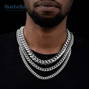 Gran oferta, cadena de eslabones cubanos de 16mm chapada en oro blanco de 14 quilates de plata 925 para hombres, collares de moissanita Premium - Product Image 2