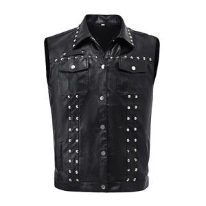 Gilet en cuir de vache Hip Hop en gros, vêtements de rue tendance pour hommes, gilet en cuir pour hommes personnalisé, fabricant de gilets en cuir tendance OEM - Product Image 1