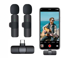 Système de microphones sans fil doubles avec micro-cravate, réduction intelligente du bruit, compatible utilisation en direct