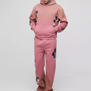 <b>Men</b> Winter Streetwear Solid Tracksuit Custom Logo Blank <b>Sweat</b> Suit <b>Sweat</b> Hood Fleece Flare Set Jogger Wholesale Customized - Product Image 1