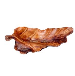 Bol en bois de teck racine de feuille en bois bol de décoration fait à la main - Product Image 1