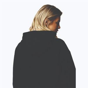 Sudadera con capucha de dos piezas para mujer con hombros caídos de algodón 100%, chándal negro establecido, estilo ligero - Product Image 6