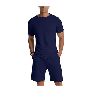 Conjunto de camiseta y pantalones cortos de chándal de manga corta para hombre de verano 2 bolsillos con algodón 100% de alta calidad y Premium - Product Image 1