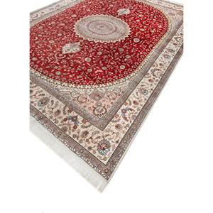 Gulmarg Hand Knotted <b>Silk</b> Rugs <b>Red</b> Orange Medallion Pattern New Rectangle Puzzle Patchwork for Home Living Room Carpet-Pae-5991 - Product Image 2