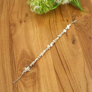 Pulsera de cuentas de piedra lunar blanca con cadena plateada, estilo bohemio, regalo de joyería unisex - Product Image 2