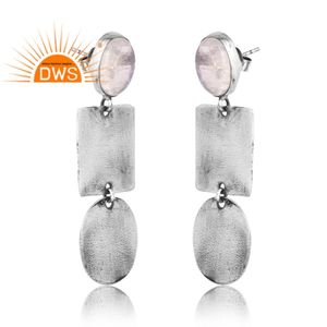 ต่างหูอัญมณีสีรุ้งดวงจันทร์925สีเงินออกซิไดซ์ธรรมชาติสำหรับผู้หญิงดีไซน์ตามต้องการ - Product Image 3