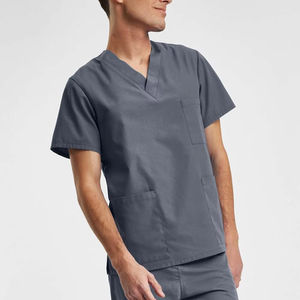 Personalizado 100% algodón elástico Todo Negro Scrubs médico enfermería uniformes conjuntos para mujeres y hombres cómodo cuidado de la salud - Product Image 1