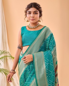 Sari de Seda Suave Banarasi FABZONE, Tejido Pesado Puro con Diseño de Paithani Pallu, para Fiestas y Festivales - Product Image 5