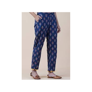 Pantalon d'été imprimé en coton pour femmes du meilleur fabricant taille XL mi-élastique pleine longueur soie respirant bon prix plat - Product Image 1