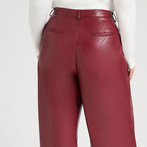 Pantalones de cuero de gran tamaño para mujer, tendencia de verano 2024, mallas decoradas elásticas de tamaño libre informales, logotipo de invierno plano medio transpirable - Product Image 4