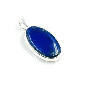 Pendentif en pierres précieuses Lapis Lazuli géométrique chic pour enfants 925 argent laiton et acier inoxydable élégant bijoux assortis pour enfants - Product Image 1