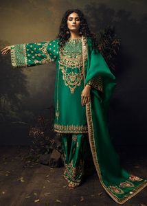 Listo para usar diseñador Salwar Kameez Dupatta vestido bordado trabajado pakistaní especial para fiestas Botón de encaje con lentejuelas Natural - Product Image 2