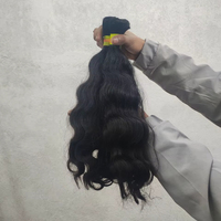 Ekstensi Rambut Virgin Body Wave India Selatan Mentah 20 Inch, Kutikula Tersusun Rapi, Rambut Alami, Bebas Proses Kimia, Siap untuk Perm