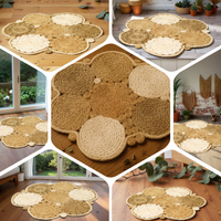 Tapis tressé en jute multicolore fait à la main tapis de sol Mandala naturel tapis décoratif écologique pour la décoration de salon à la maison