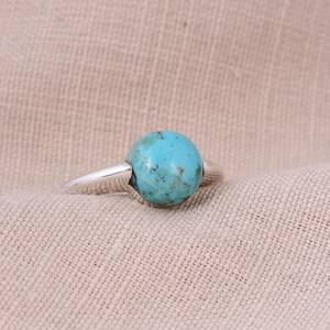 Anillo de sello de plata de ley turquesa Kingman, joyería Bohemia Unisex hecha a mano, anillo de piedras preciosas del sudoeste, regalo para él o ella - Product Image 1
