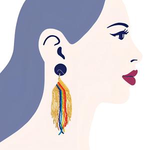 Handmade <b>Colorful</b> <b>Beaded</b> Tassel Charm Earrings Classic Rainbow Dangle for Women Trendy Ethnic Jewelry Party Daily Wear - Product Image 4