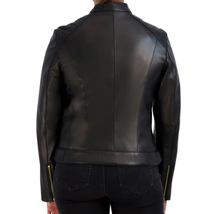 Chaqueta de Cuero Genuino para Mujer, Nueva, Elegante, Informal, de Color Sólido, Hecha a Medida, con Relleno de Algodón Transpirable, Diseño de Alta Calidad - Product Image 3