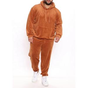 Jogging Casual Sports Velour Survêtement Marron Hoodies Set Pour Hommes survêtement oversize en velours - Product Image 1