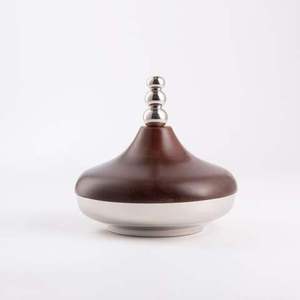 ชามสเตนเลสสตีลเคลือบทองสไตล์อาหรับเคลือบทองพร้อมขาตั้งเงิน - Product Image 5
