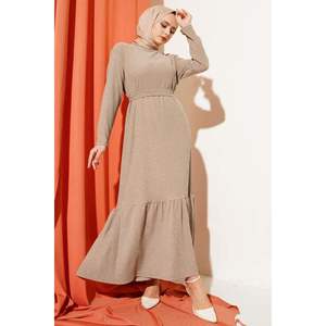 Robe à volants avec ceinture en écorce d'arbre Latte - Product Image 4