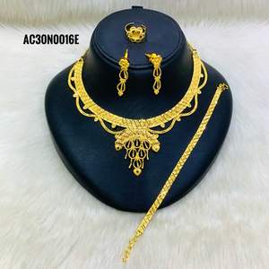 24K Plaqué Or Vintage Dubai Mode Bijoux Ensemble Boucles D'oreilles Bracelets Peignes Broches Allemagne Bulgarie Cuivre Matériel Élégant - Product Image 5