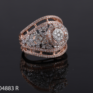 D'VINS JEWELS แหวนเพชรแล็บ 0.50 กะรัต ทรงกลมเจียระไนแบบบริลเลียนท์ ชุบทองคำชมพู 14K เครื่องประดับสำหรับงานเลี้ยงค็อกเทลสำหรับผู้หญิง - Product Image 3