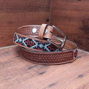 เข็มขัดลูกปัดลายไม้แบบตะวันตกพร้อมหัวเข็มขัดแบบถอดออกได้ออกแบบมาเพื่องานหนักสำหรับผู้ชายผู้หญิง - Product Image 2